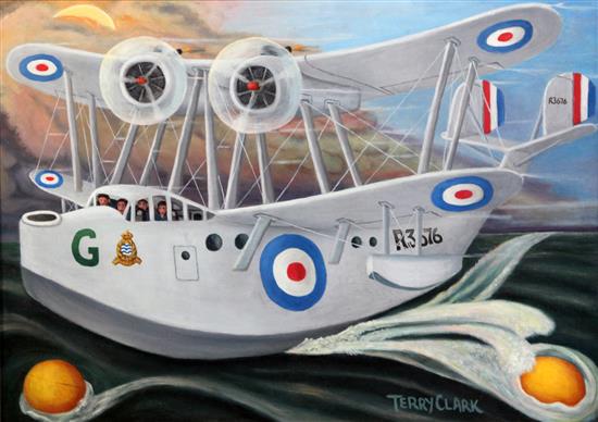Terry Clark (b.1932) Flying Boar, 16.5 x 23.5in.